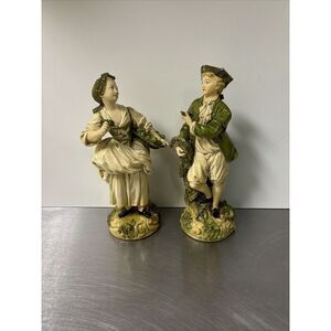 BORGHESE Niepold’s Figurines Fisherman Woman With Basket Antique Vintage Statues